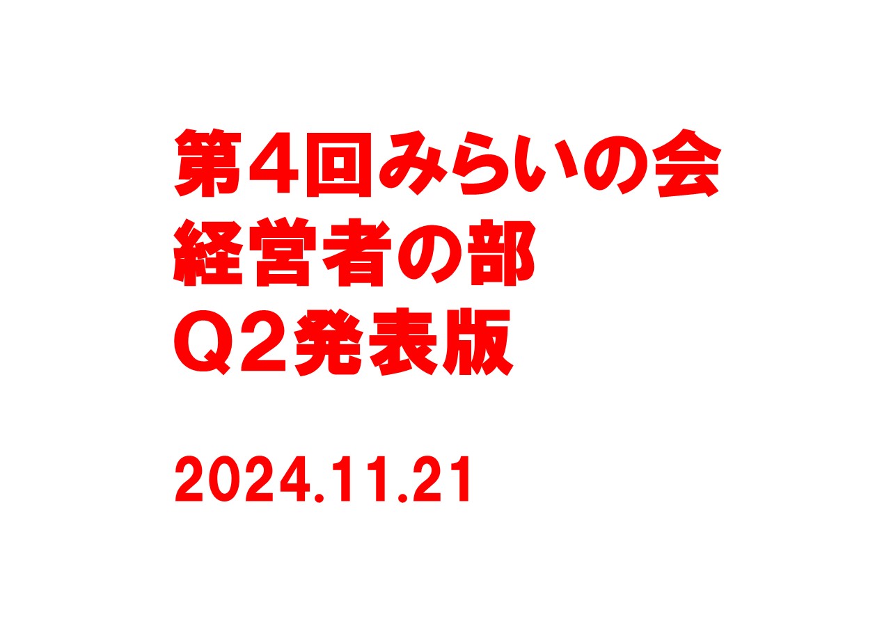 「第４回みらいの会」経営者の部 Ｑ２発表版